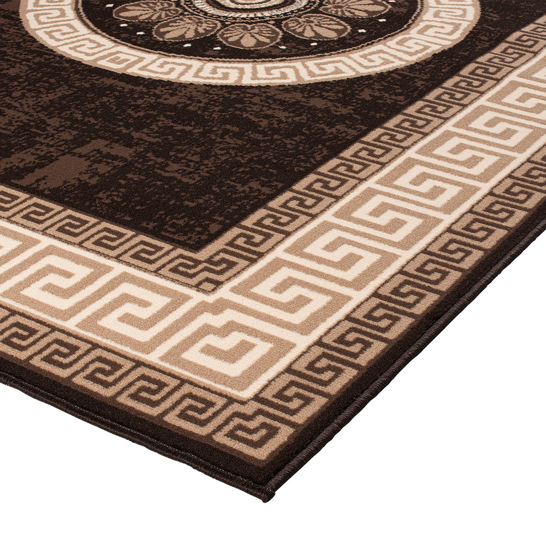 Бюджетен Килим Lanu Меандър рамка Кафяво Стандартен / 100х150 см