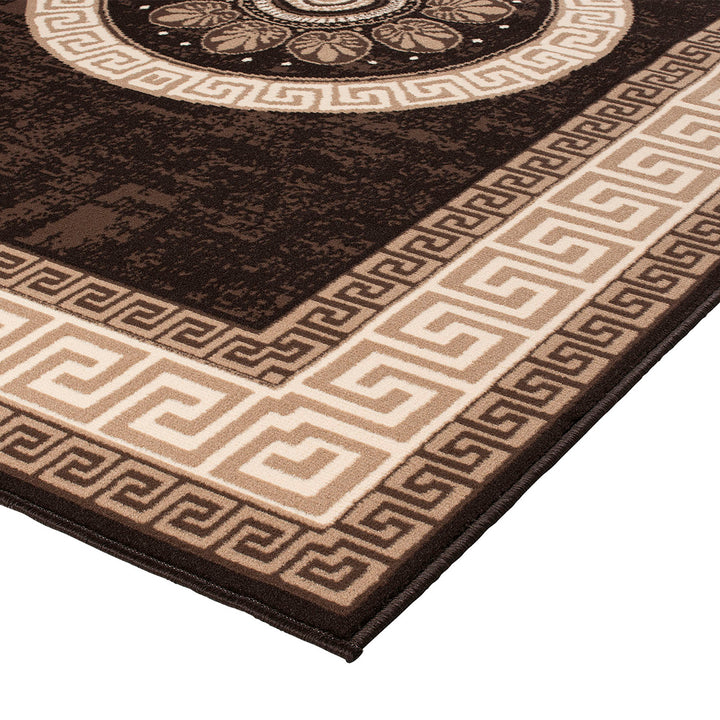 Бюджетен Килим Lanu Меандър рамка Кафяво Стандартен / 100х150 см