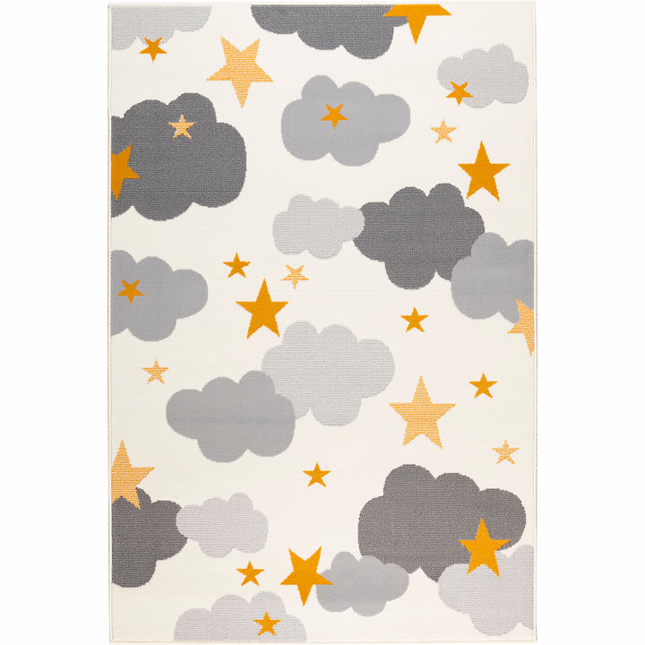 Бюджетен Килим Lanu Облаци звезди Кремаво Стандартен / 100х150 см