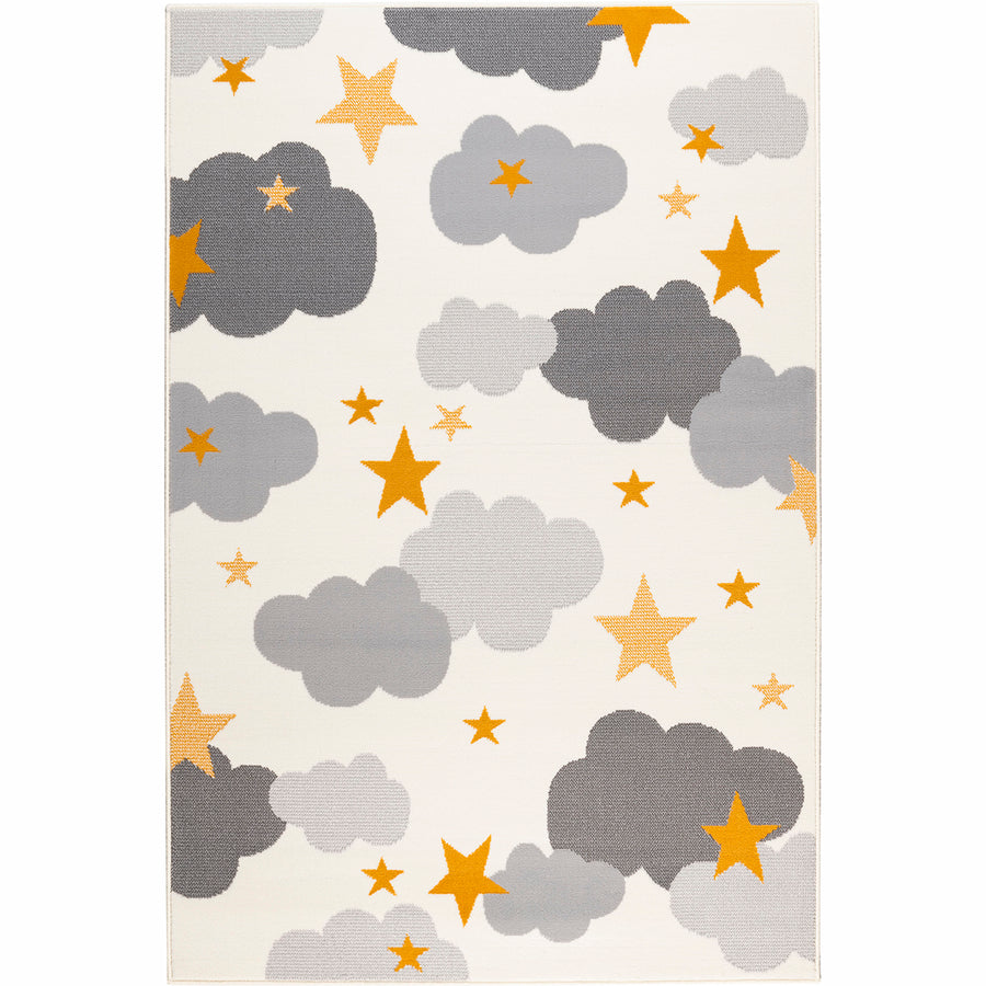 Бюджетен Килим Lanu Облаци звезди Кремаво Стандартен / 100х150 см