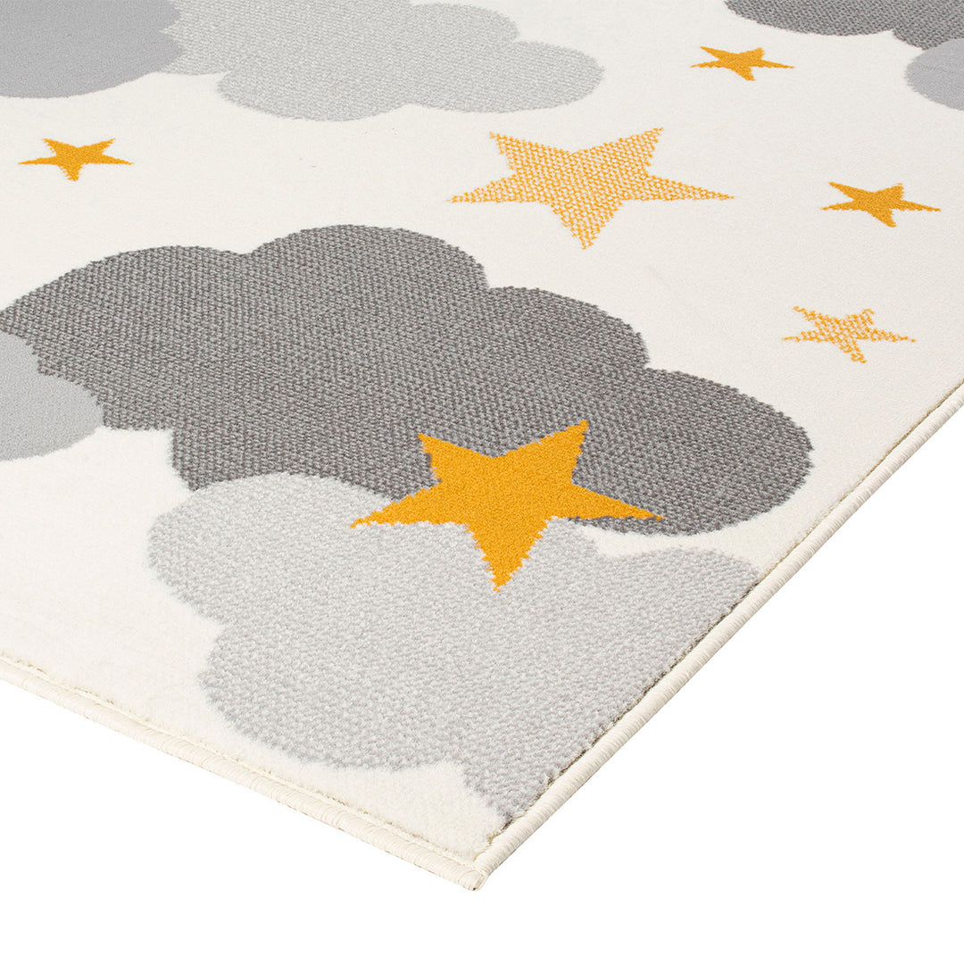 Бюджетен Килим Lanu Облаци звезди Кремаво Стандартен / 100х150 см
