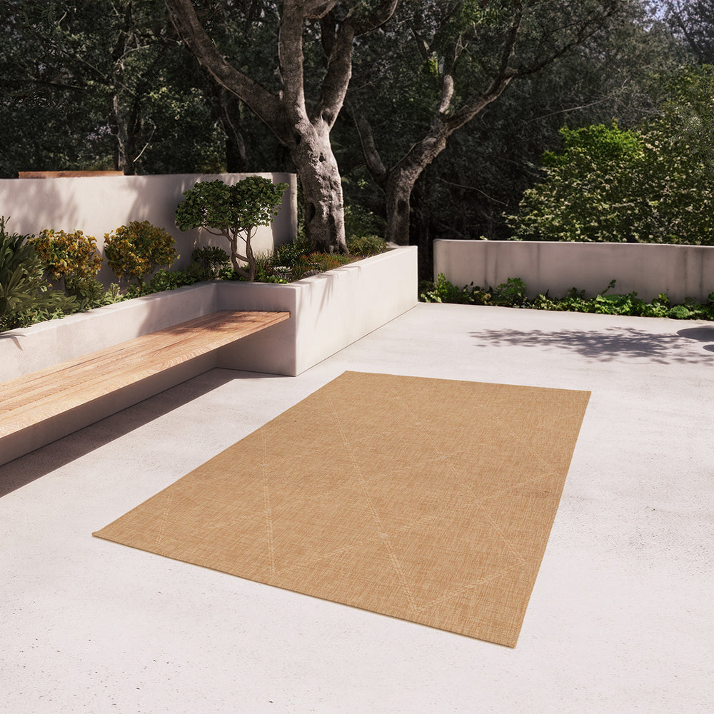 Плосък Килим Ромбове Бежово вътре/вън Джак Стандартен / 120х170 см