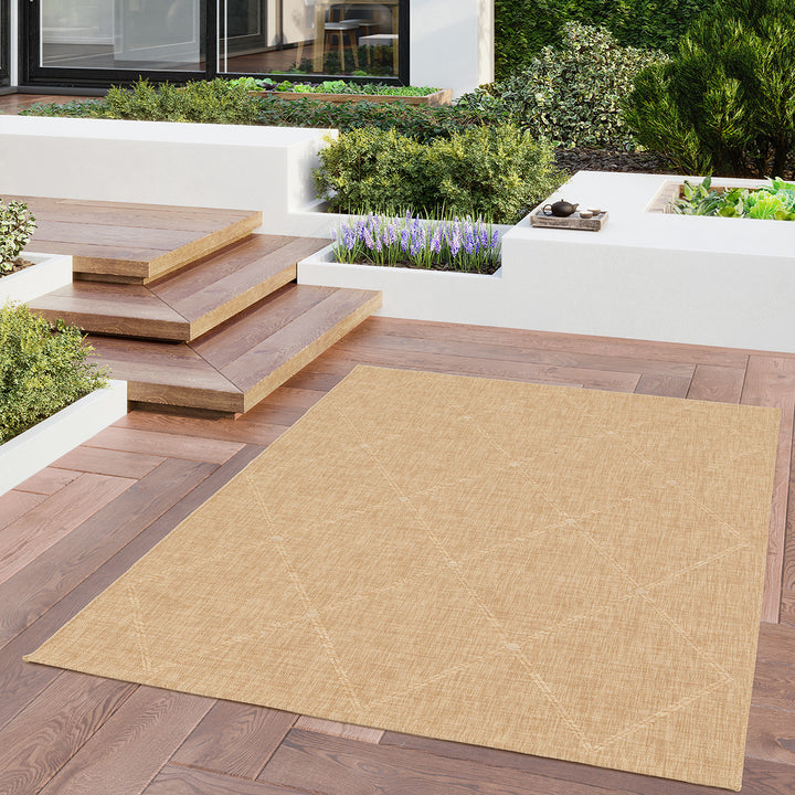 Плосък Килим Ромбове Бежово вътре/вън Джак Стандартен / 120х170 см