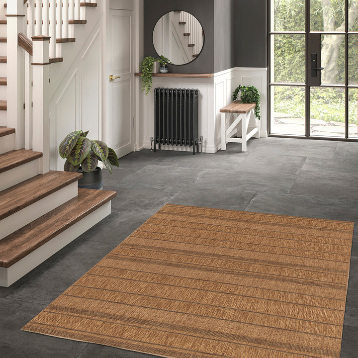 Плосък Килим Райе Кафяво вътре/вън Джак Стандартен / 120х170 см