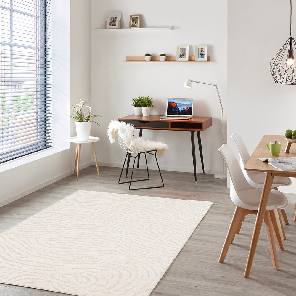 Релефен Килим Бразди Кремаво Изола Стандартен / 120х170 см