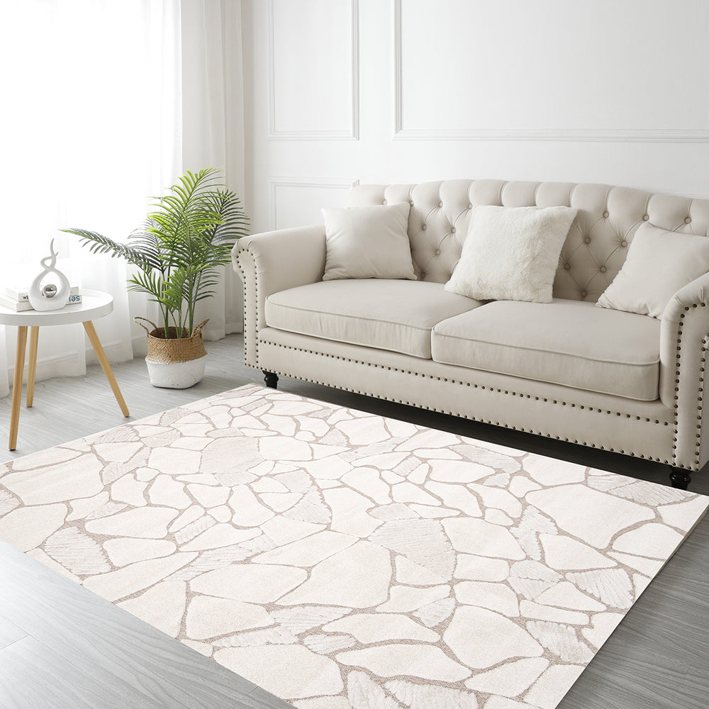 Релефен Килим Камъни Крем-бежово Дезърт Стандартен / 120х170 см