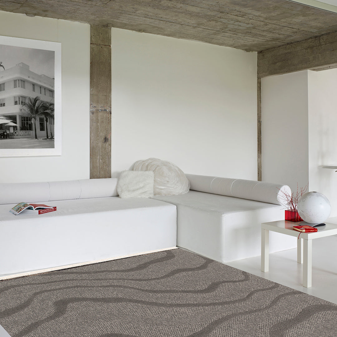 Релефен 3D Килим Вълни Сиво Лекси Стандартен / 120х170 см