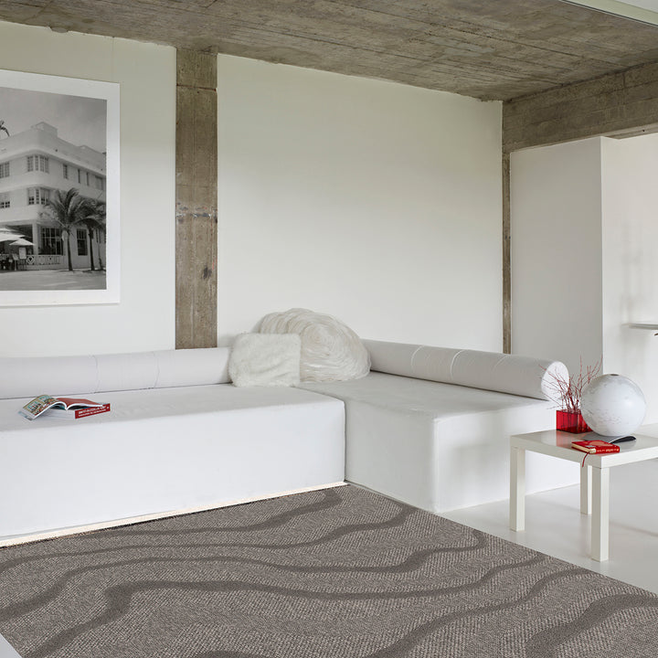 Релефен 3D Килим Вълни Сиво Лекси Стандартен / 120х170 см