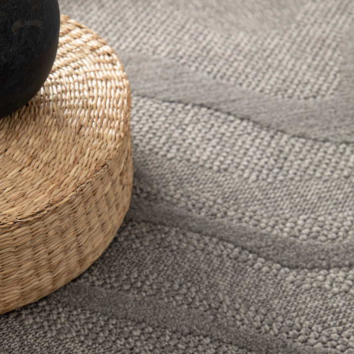 Релефен 3D Килим Вълни Сиво Лекси Стандартен / 120х170 см