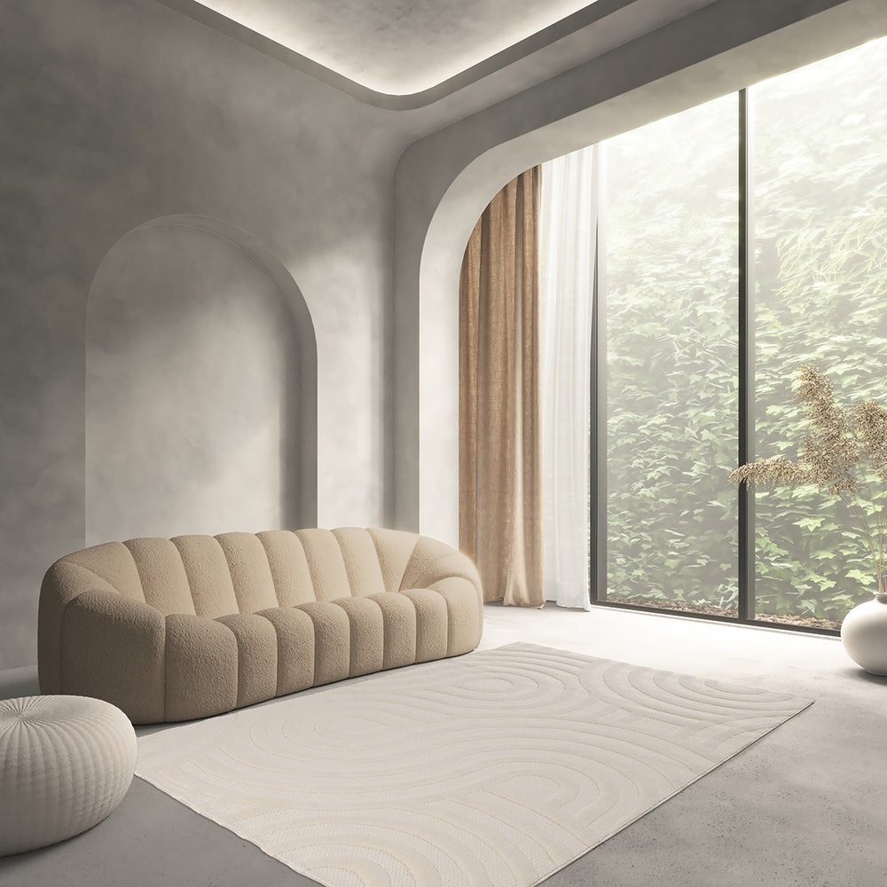 Релефен 3D Килим Извивки Кремаво Лекси Стандартен / 200 х 290