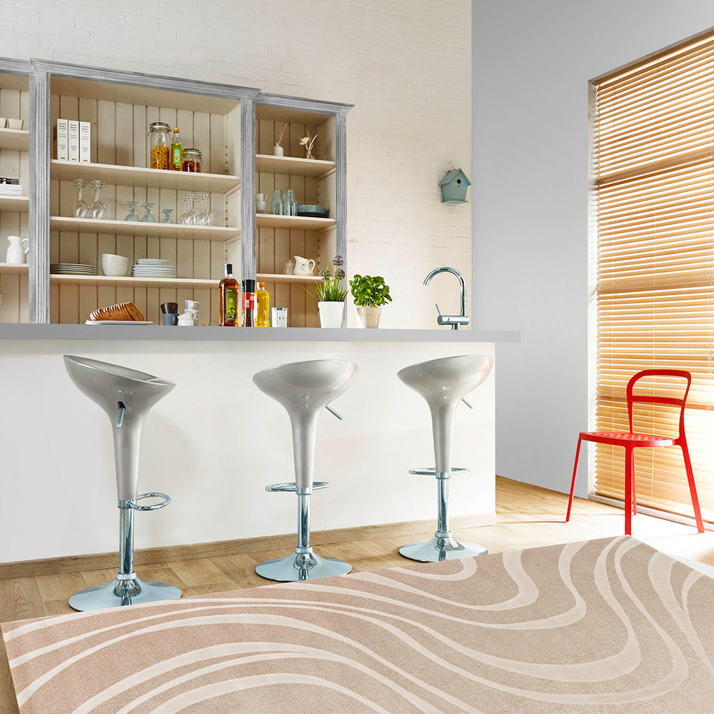 Модерен Килим Спирали Крем-бежово Тесоро Стандартен / 120х170 см