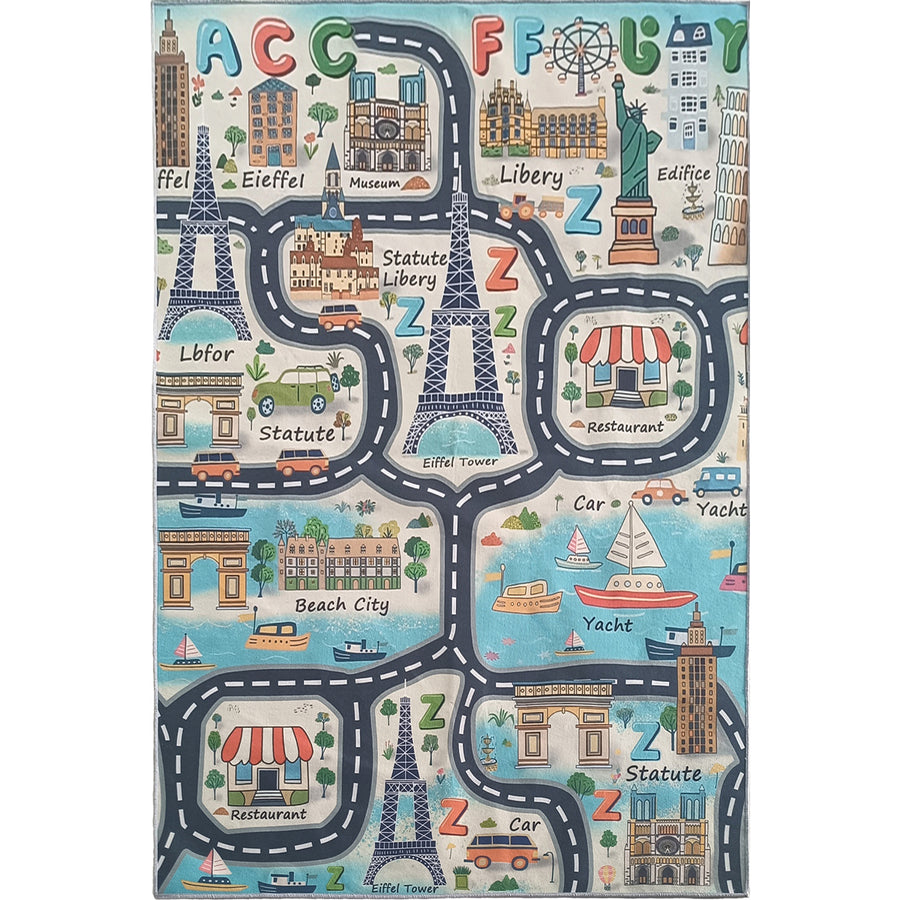 Детски Килим Токио Улици синьо Стандартен / 120х170 см
