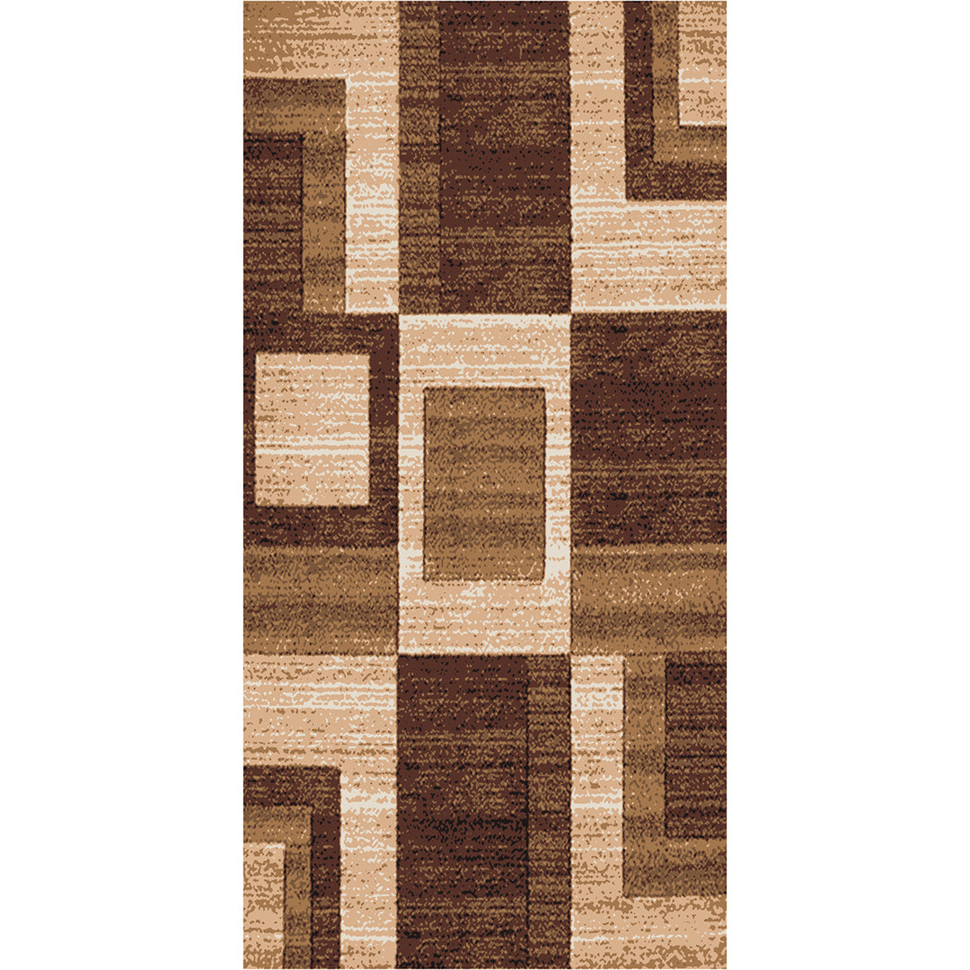 Мокетен Килим Лооп Квадрати Бежово-кафяво Стандартен / 140х200 см