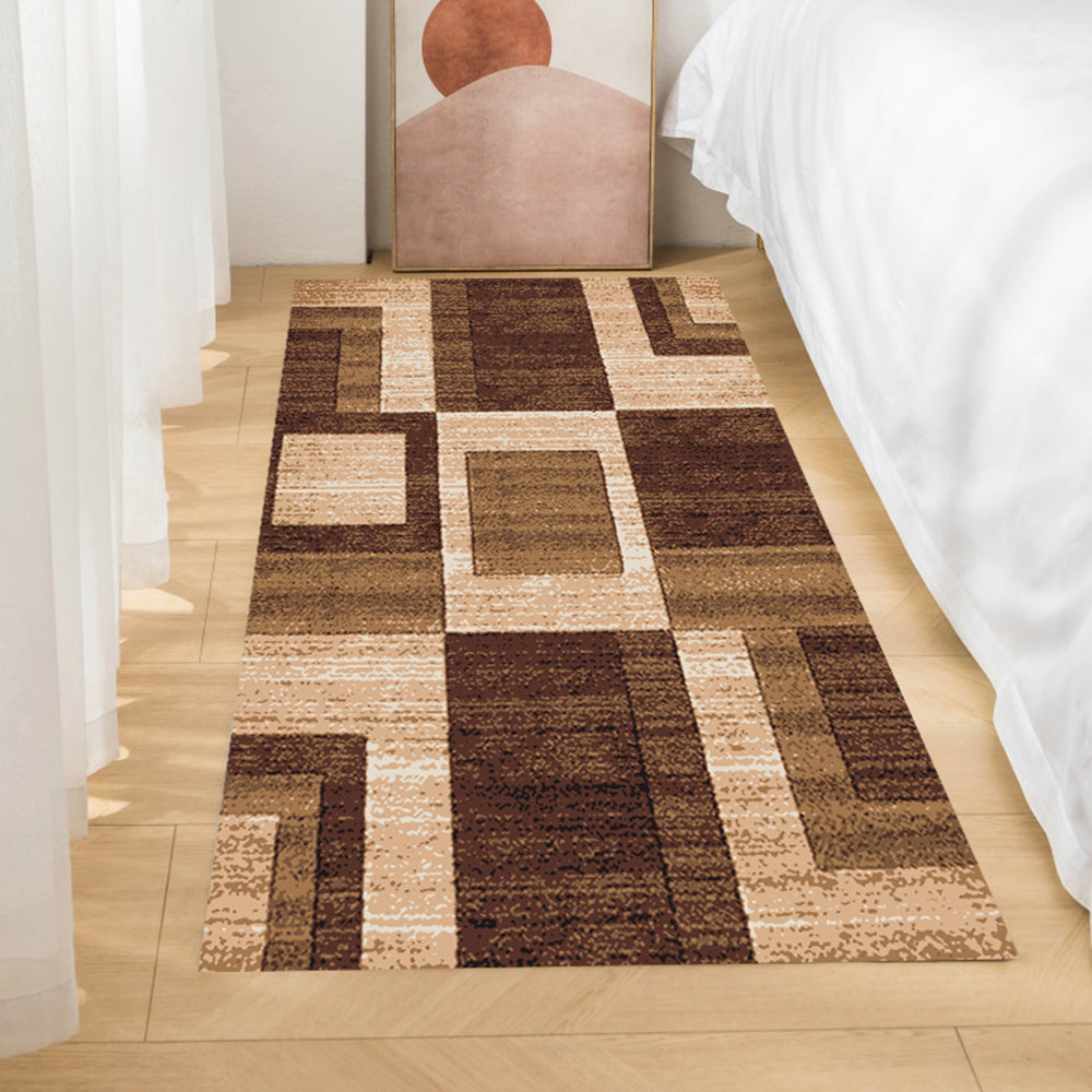 Мокетен Килим Лооп Квадрати Бежово-кафяво Стандартен / 140х200 см